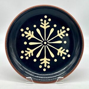 Authentic Wisconsin Pottery Snowflake Terracotta Serving Display Plate 12" Blue